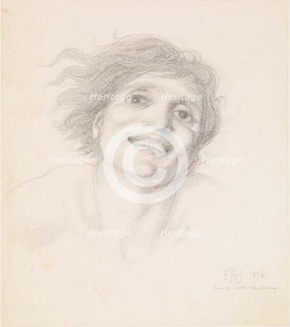 The Car of Love or Love's Wayfaring - Study of a Man's Head, 1876. Creator: Sir Edward Coley Burne-Jones.