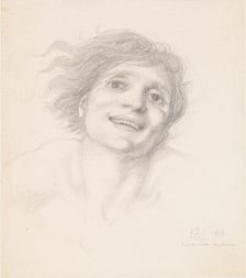 The Car of Love or Love's Wayfaring - Study of a Man's Head, 1876. Creator: Sir Edward Coley Burne-Jones