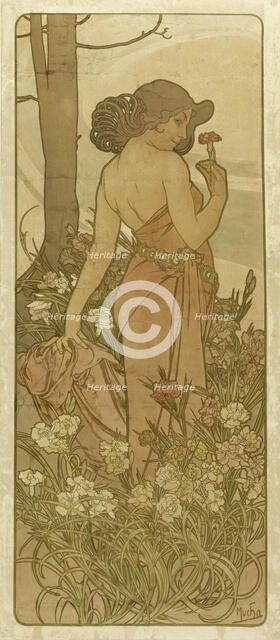 The carnation (From the Series Flowers), 1898. Creator: Mucha, Alfons Marie (1860-1939).