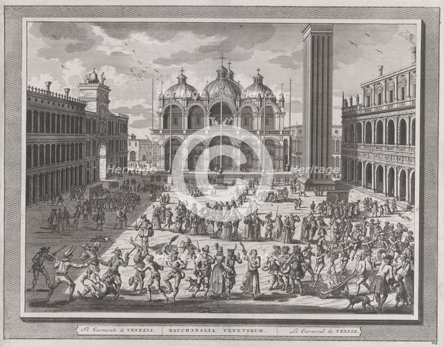 The Carnival of Venice, from: Thesaurus Antiquitatum et Historiarum Italiae, vol. IX, 1722. Creator: Pieter van der Aa.