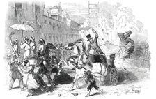 The Carnival at Rome - Explosion of a Hand-Grenade in the Carriage of the Prince of Musignano, 1850. Creator: Unknown