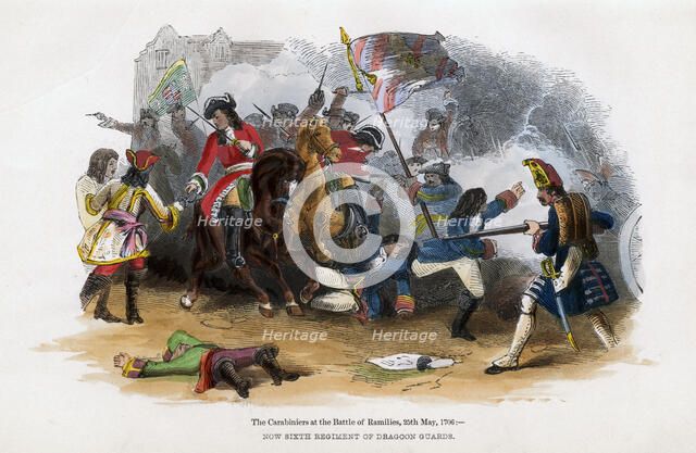 The Carabiniers at the Battle of Ramillies, 23rd May 1706. Artist: Unknown