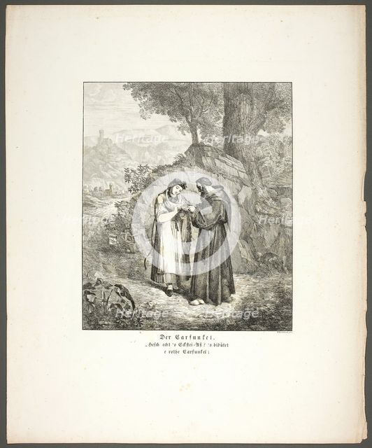 The Carbuncle, plate one from Zehn Blätter zu Hebels Alemannischen Gedichten, 1820. Creator: Sophie Reinhard.
