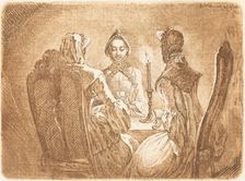 The Card Game (Der kleine l'Hombre Tisch), 1758. Creator: Daniel Nikolaus Chodowiecki