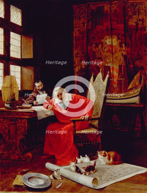 The Cardinal's Leisure, mid or late 19th century. Creator: Charles Édouard Delort.