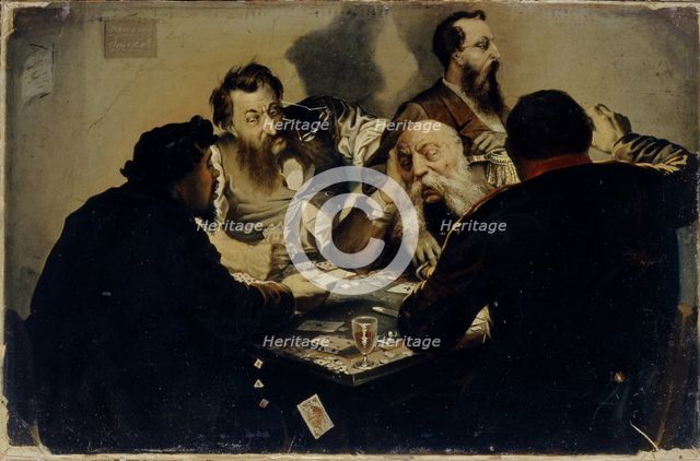 The Cardsharps, 1870s. Artist: Kalganov, Ivan Alexandrovich (1846-1888)