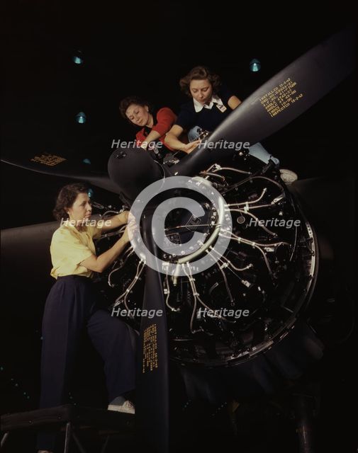 The careful hands of women are trained in...Douglas Aircraft Company, Long Beach, Calif., 1942. Creator: Alfred T Palmer.