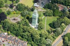 The Carillion Tower undergoing conservation work in Queen's Park, Loughborough, Leicestershire 2018. Creator: Damian Grady