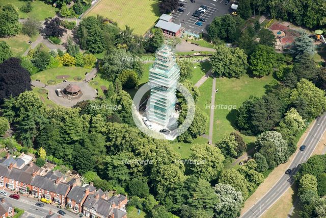 The Carillion Tower undergoing conservation work in Queen's Park, Loughborough, Leicestershire 2018. Creator: Damian Grady.