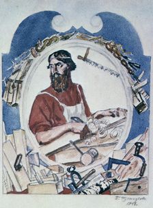 The Carpenter 1918. Artist: Boris Mikhajlovich Kustodiev