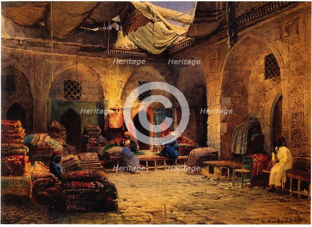 The Carpet Shop in Cairo, 1875. Artist: Makovsky, Konstantin Yegorovich (1839-1915)