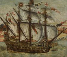 The carrack Henry Grâce à Dieu, 16th century. Artist: English master