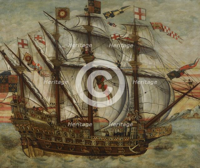 The carrack Henry Grâce à Dieu, 16th century. Artist: English master  