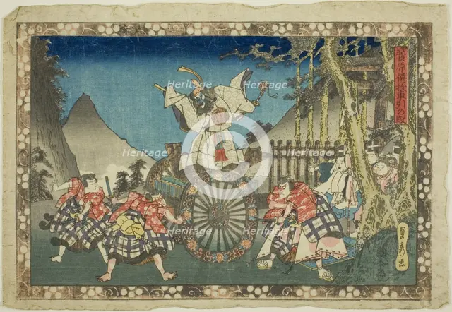 The Carriage-pulling Scene (Kurumabiki no dan), from the series "Sugawara's..., c. 1830/44. Creator: Sadahide Utagawa.