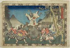 The Carriage-pulling Scene (Kurumabiki no dan), from the series "Sugawara's..., c. 1830/44. Creator: Sadahide Utagawa