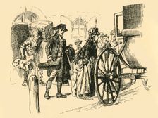 The carriage which was to convey the travellers drew up at the door (1907). Creator: Unknown