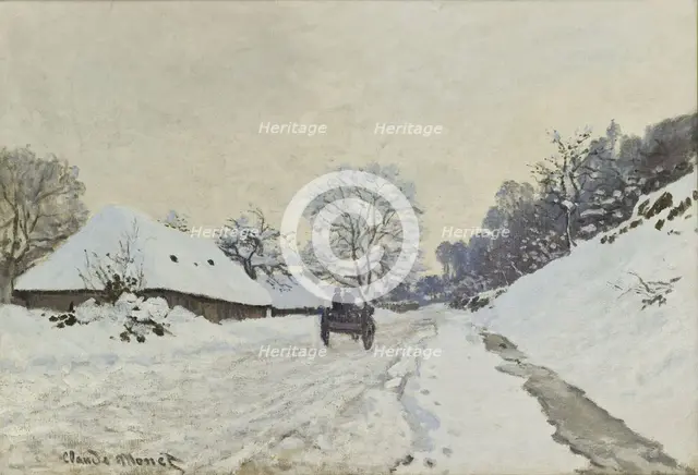 The Cart. Snow-covered road at Honfleur.