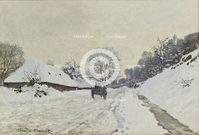 The Cart. Snow-covered road at Honfleur.