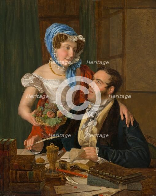 The Cartographer Professor Josef Jüttner and His Wife, 1824. Creator: Ferdinand Georg Waldmuller.