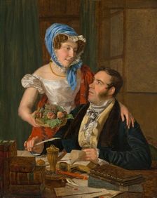 The Cartographer Professor Josef Jüttner and His Wife, 1824. Creator: Ferdinand Georg Waldmuller