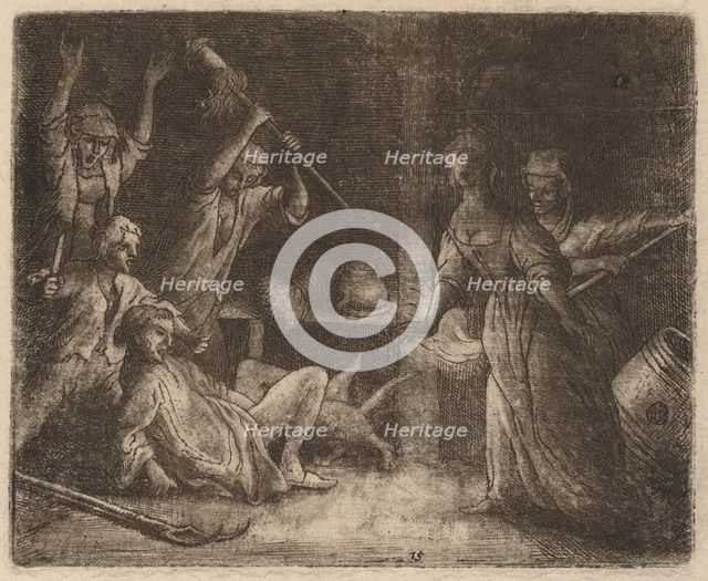 The Cat Trapped and Beaten, probably c. 1645/1656. Creator: Allart van Everdingen.
