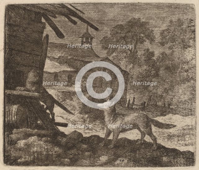 The Cat Enters the Barn as Reynard Looks On, probably c. 1645/1656. Creator: Allart van Everdingen.
