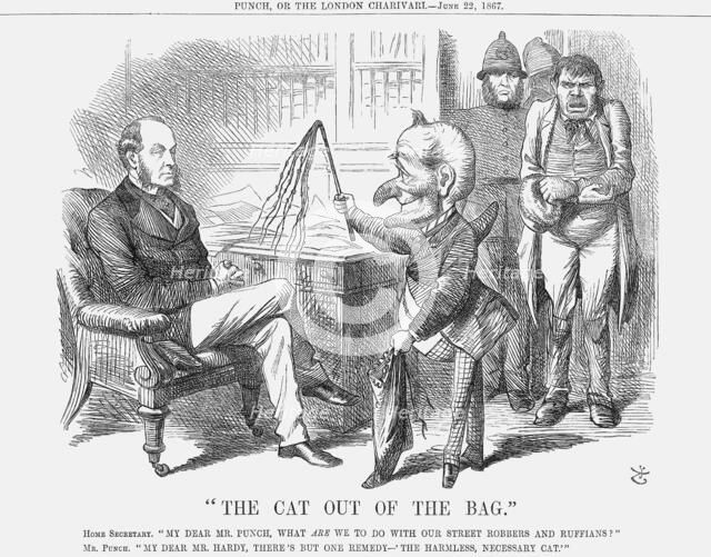 The Cat out of The Bag, 1867. Artist: John Tenniel