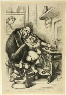 The Cat's-Paw, Any Thing to Get Chestnuts, published July 18, 1892. Creator: James Albert Wales