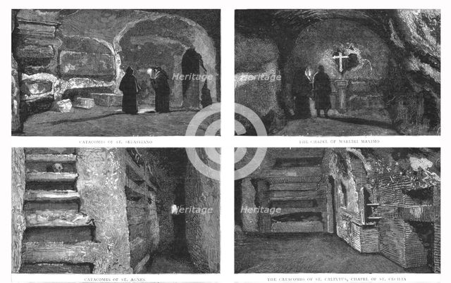 ''The Catacombs at Rome; reproduced from Magnesium Light Instantaneous Photographs', 1891. Creator: Unknown.