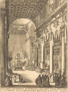 The Catafalque of the Emperor Mathias, 1619. Creator: Jacques Callot