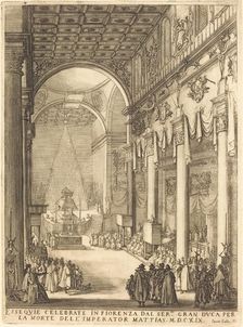 The Catafalque of the Emperor Mathias, 1619. Creator: Jacques Callot