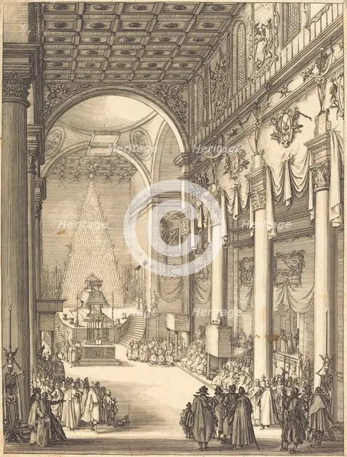 The Catafalque of the Emperor Mathias, 1619. Creator: Jacques Callot.