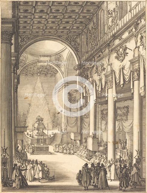 The Catafalque of the Emperor Mathias, 1619. Creator: Jacques Callot.
