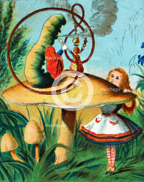 'The caterpillar on his mushroom', c1900.  Artist: Unknown.