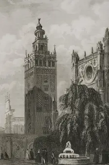 The Cathedral with the Giralda, Seville, Andalusia, Spain, 1853. Creator: Unknown