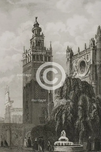 The Cathedral with the Giralda, Seville, Andalusia, Spain, 1853.  Creator: Unknown.