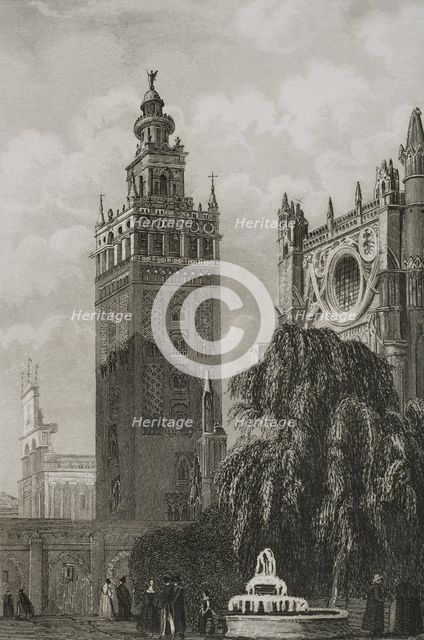 The Cathedral with the Giralda, Seville, Andalusia, Spain, 1853.  Creator: Unknown.