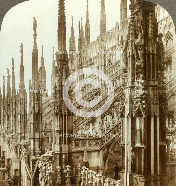 'The Cathedral of Milan - up among its myriad spires, Italy', c1909. Creator: Unknown.