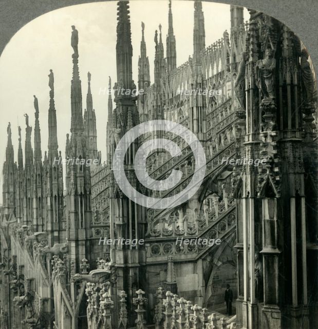 'The Cathedral of Milan, Italy - Up among Its Myriad Spires', c1930s. Creator: Unknown.