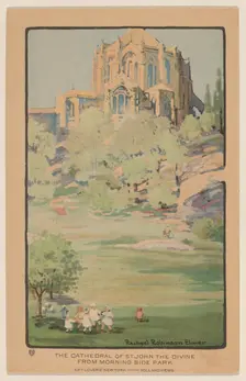 The Cathedral of St. John the Divine from Morningside Park, 1914. Creator: Rachael Robinson Elmer