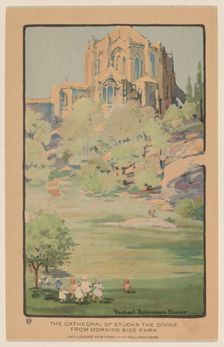 The Cathedral of St. John the Divine from Morningside Park, 1914. Creator: Rachael Robinson Elmer