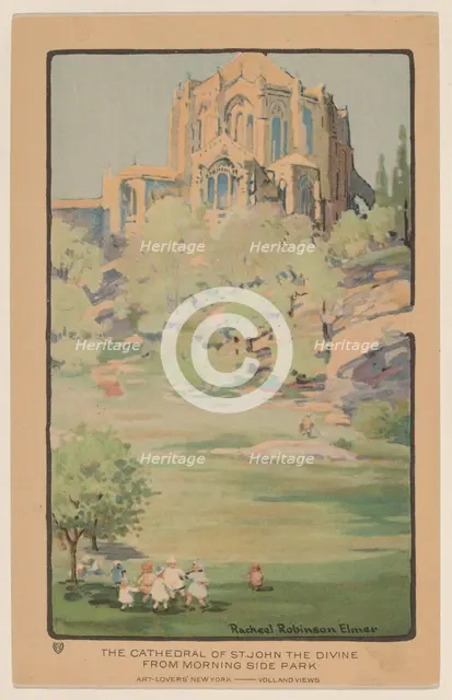 The Cathedral of St. John the Divine from Morningside Park, 1914. Creator: Rachael Robinson Elmer.