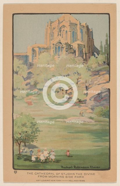 The Cathedral of St. John the Divine from Morningside Park, 1914. Creator: Rachael Robinson Elmer.