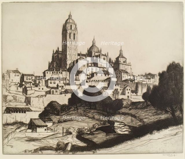The Cathedral, Segovia, 1913. Creator: William Strang.