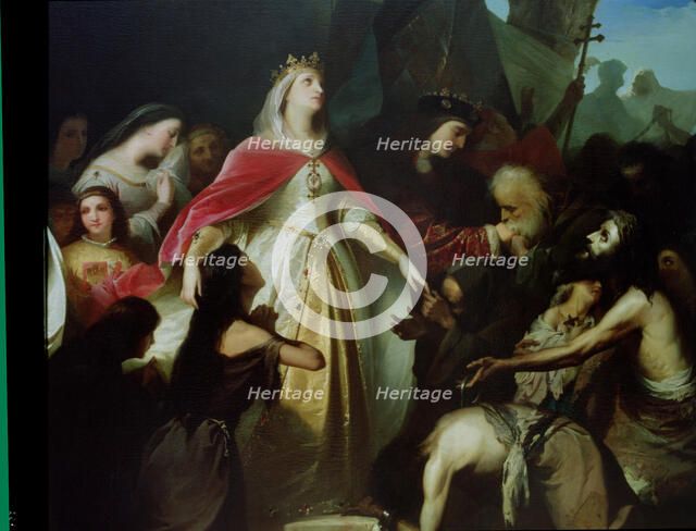 The Catholic Monarchs receiving the Christian captives in the conquest of Málaga, oil, 1837, detail.