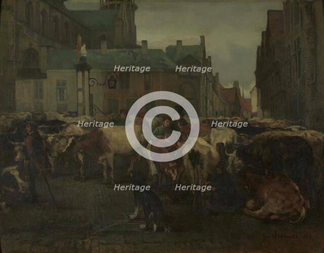 The Cattle Market in Antwerp, 1861. Creator: Jan Stobbaerts.