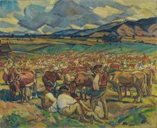The Cattle Market in Helpa, around 1934. Creator: Gustav Mally