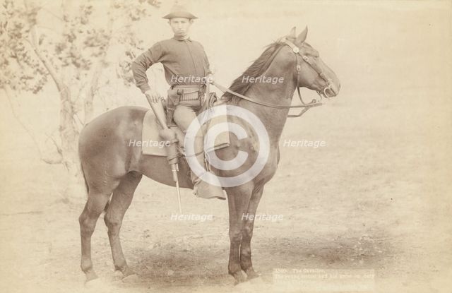 The Cavalier The young soldier and his horse on duty [a]t camp Cheyenne [] /, 1890. Creator: John C. H. Grabill.