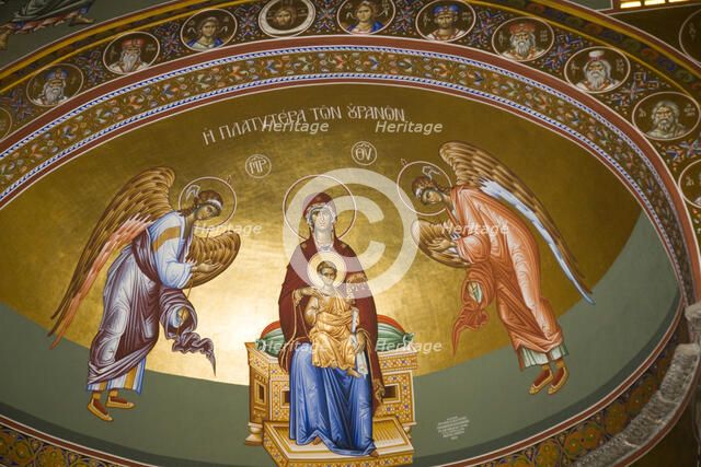 The ceiling of a Greek church in Capernaum, Israel. Artist: Samuel Magal