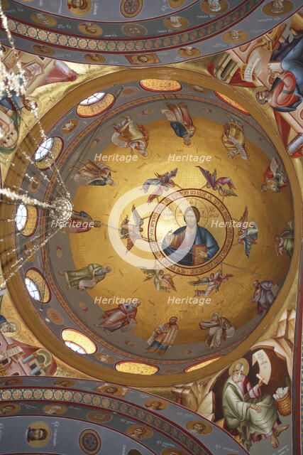The ceiling of a Greek church in Capernaum, Israel. Artist: Samuel Magal